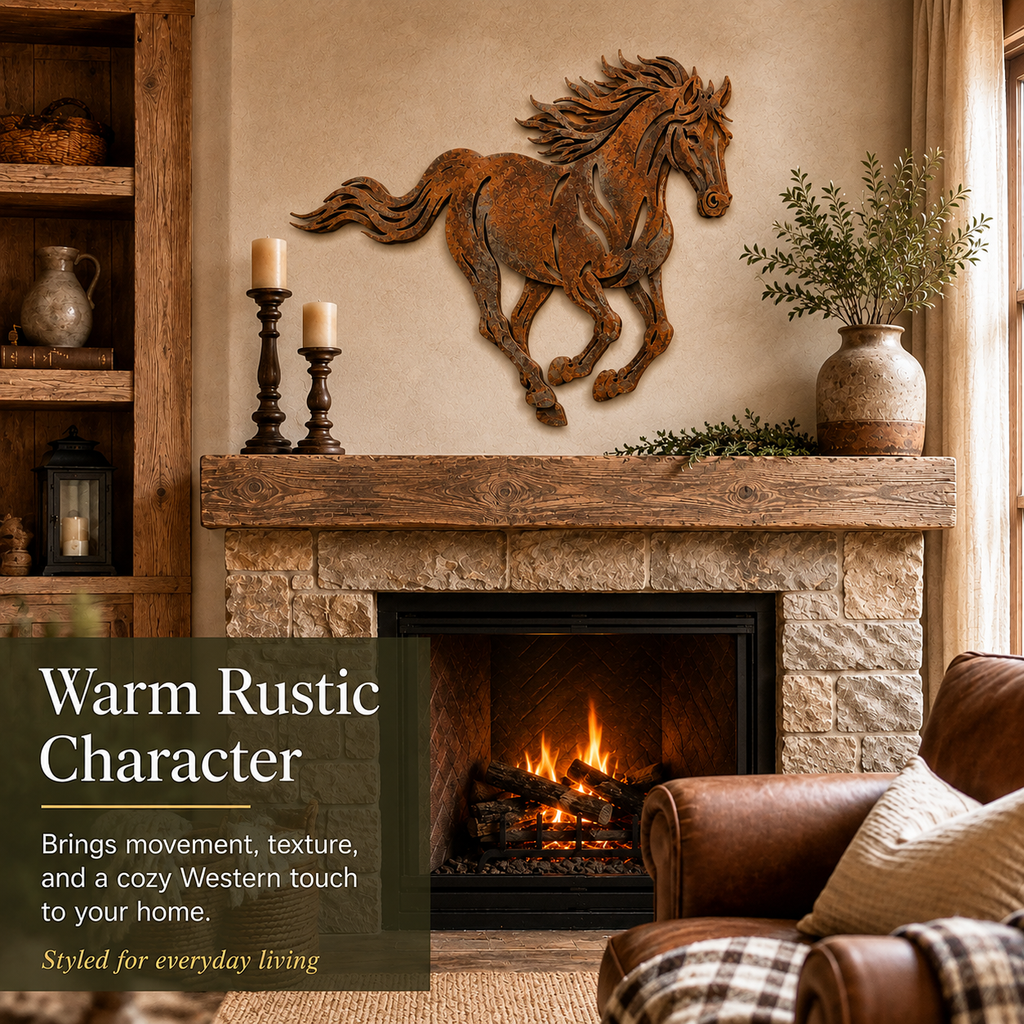 Rustic Running Horse Metal Wall Decor