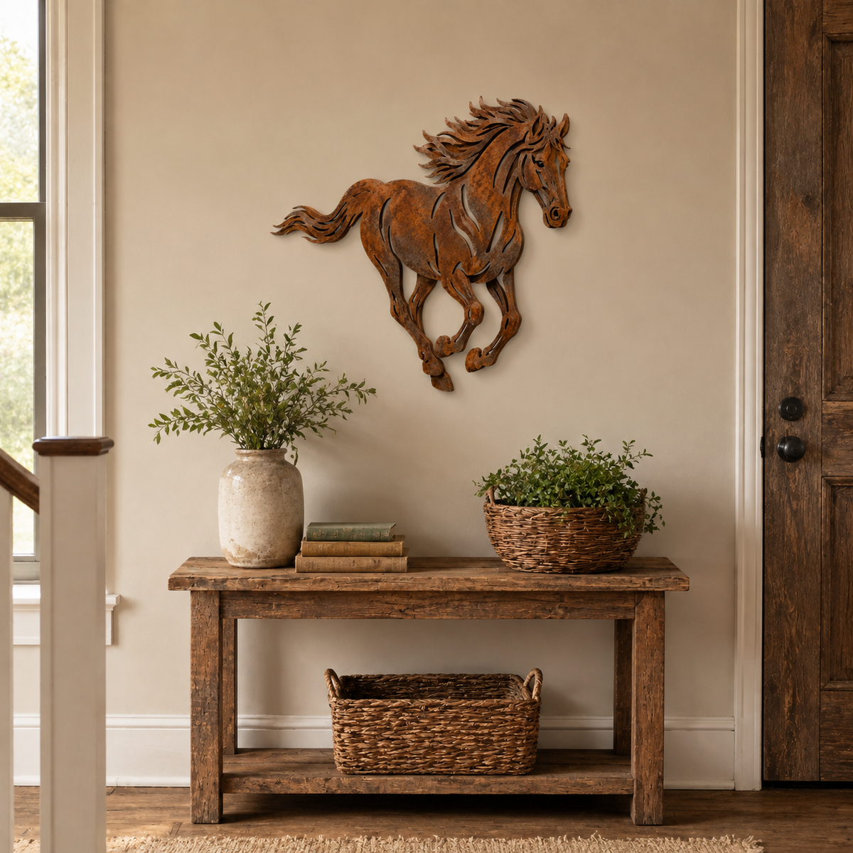 Rustic Running Horse Metal Wall Decor