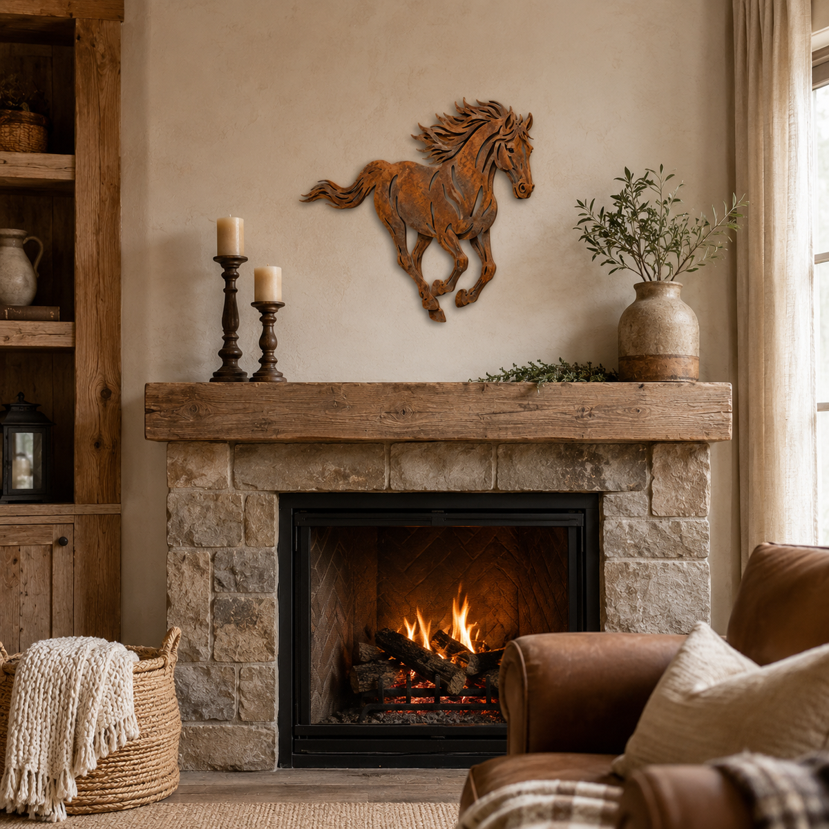 Rustic Running Horse Metal Wall Decor