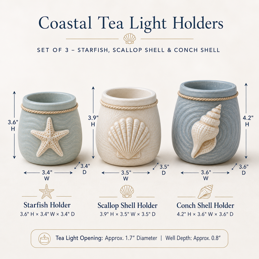 Coastal Tea Light Candle Holders Set of 3