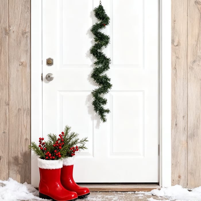 2PCS 6FT Pre-lit Christmas Cedar Garland with LED Lights Realistic Faux Greenery for Fireplace Table Mantle Wall Indoor Outdoor Winter Holiday Decorations Ornaments