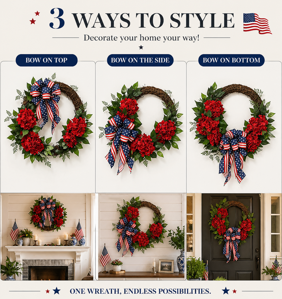 Lighted Artificial Patriotic Wreath