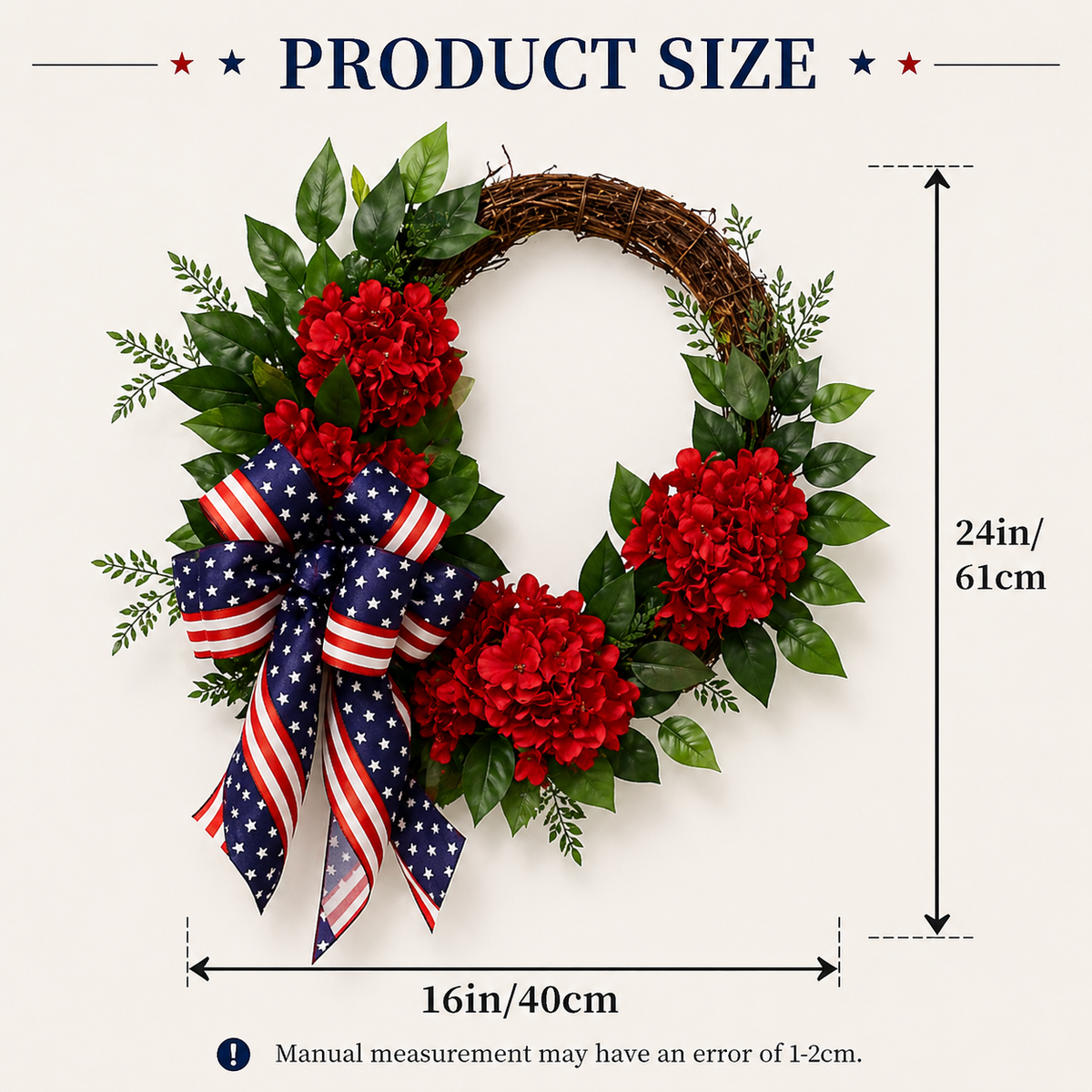 Lighted Artificial Patriotic Wreath