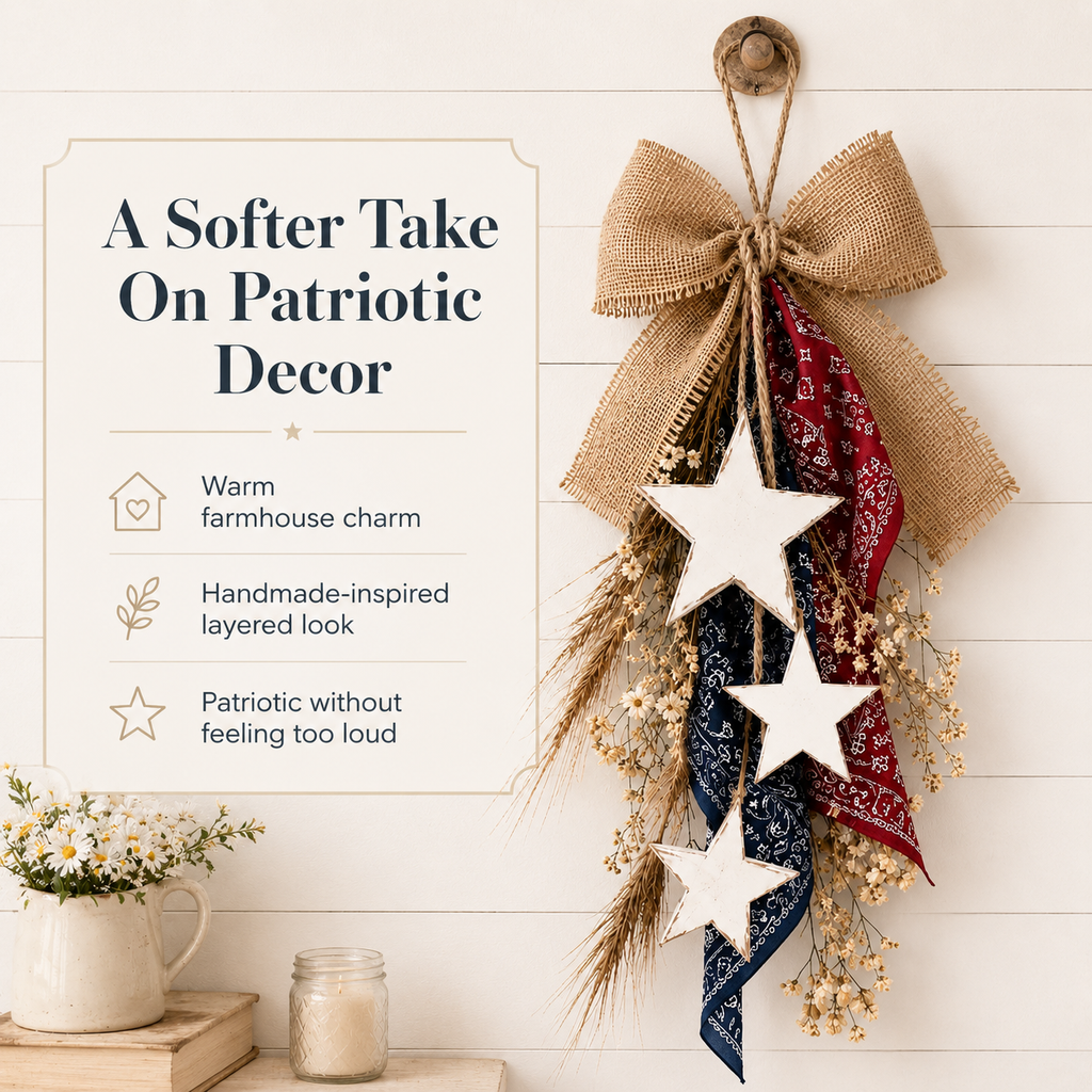 Rustic Americana Burlap Star Wall Hanging