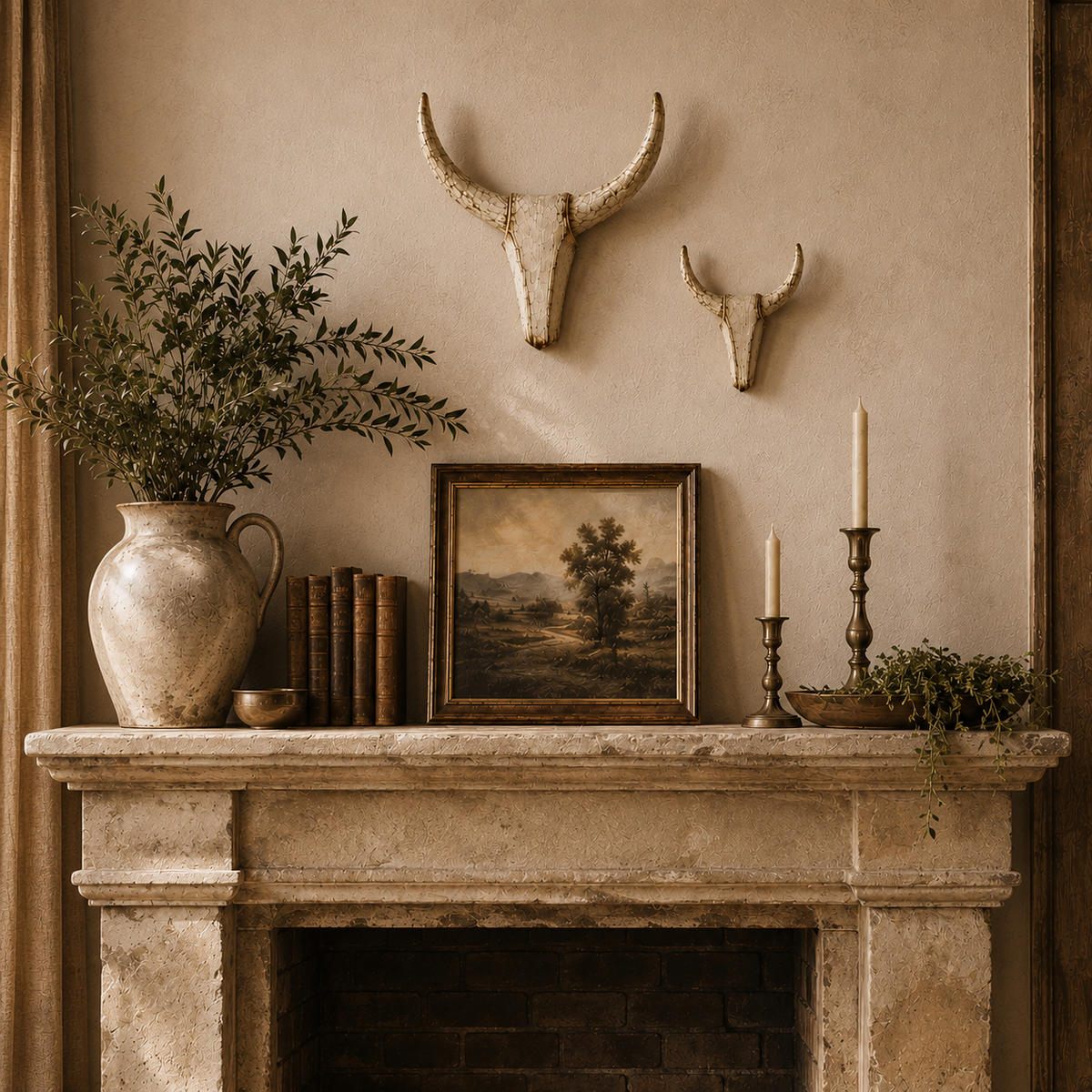 Vintage Distressed Longhorn Wall Sculpture