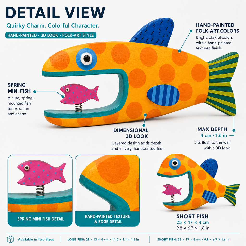 Whimsical Spring-Mouth Fish Wall Decor