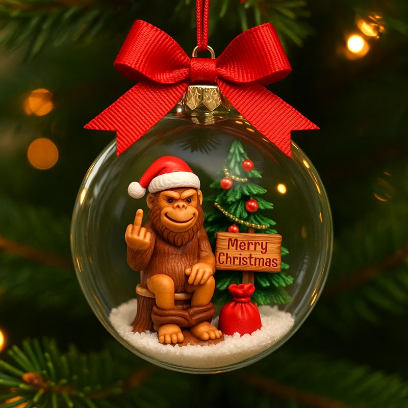 Bigfoot Christmas Ball Pendant