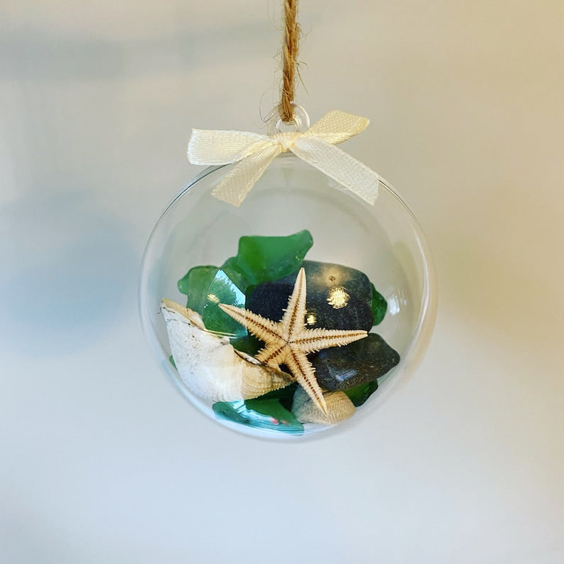 Cornish Sea Glass Christmas Baubles • Coastal Home Decorations • Handmade in Cornwall