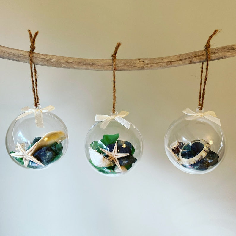Cornish Sea Glass Christmas Baubles • Coastal Home Decorations • Handmade in Cornwall