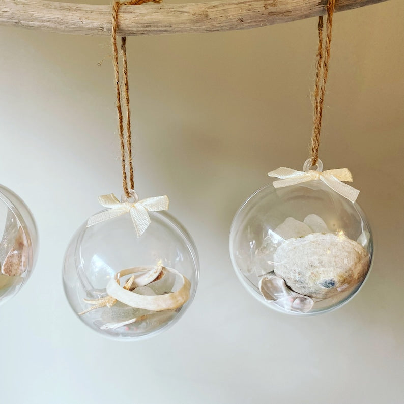 Cornish Sea Glass Christmas Baubles • Coastal Home Decorations • Handmade in Cornwall