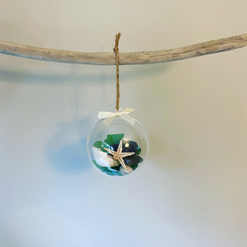 Cornish Sea Glass Christmas Baubles • Coastal Home Decorations • Handmade in Cornwall
