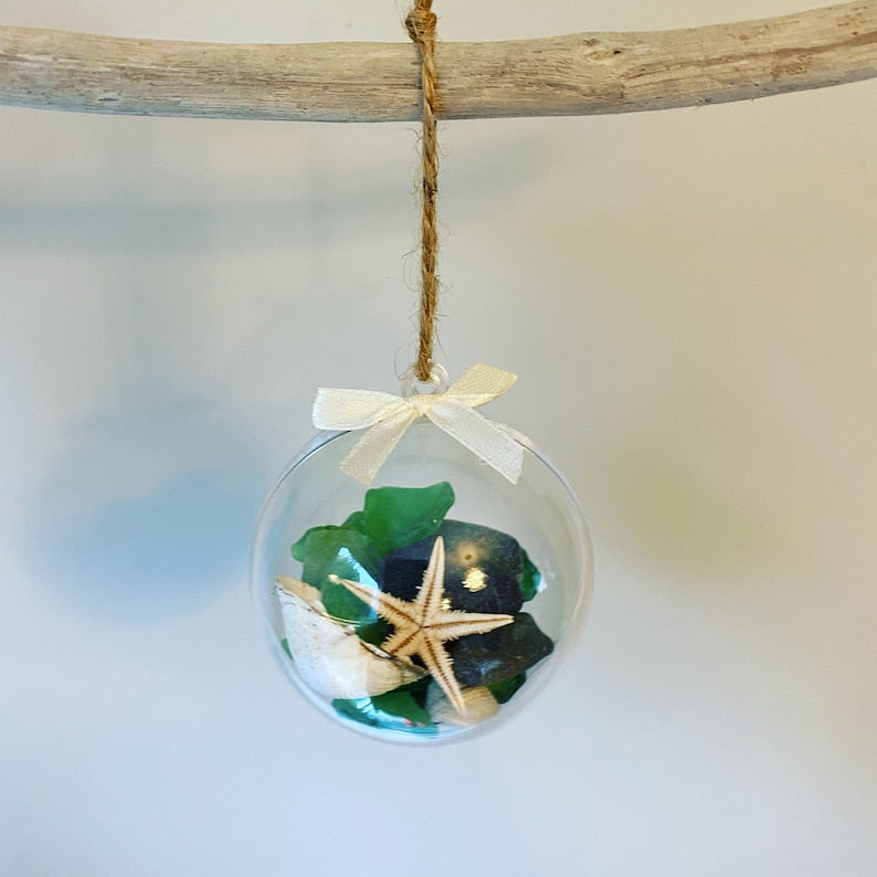 Cornish Sea Glass Christmas Baubles • Coastal Home Decorations • Handmade in Cornwall