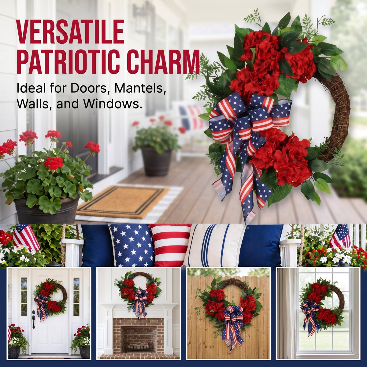 Lighted Artificial Patriotic Wreath