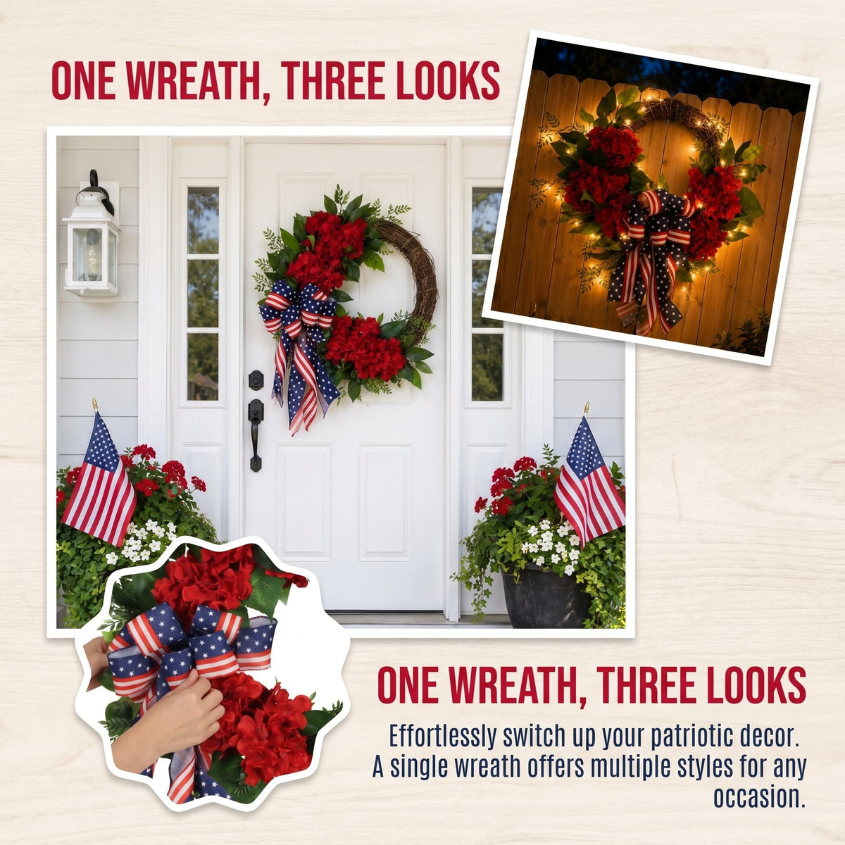 Lighted Artificial Patriotic Wreath